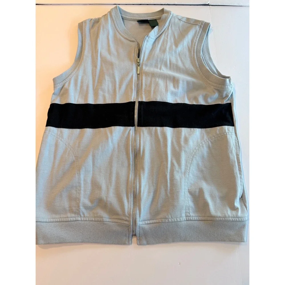 Hunt Club Womens Vintage 2 Piece Vest and Pants Set Blue Black Stripe Large
